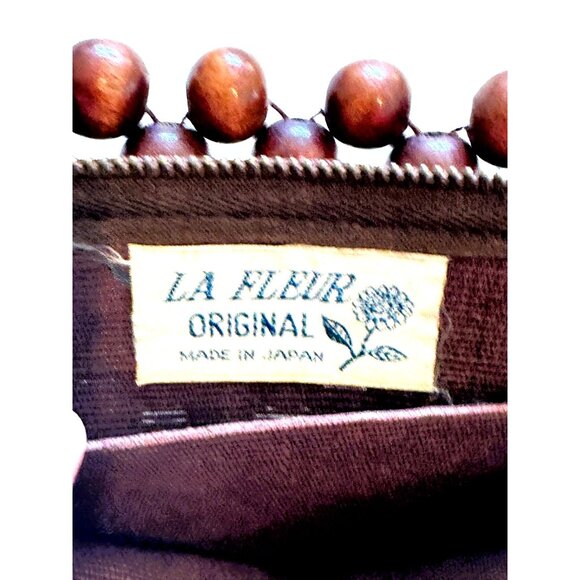 Vintage La Fleur Retro Beaded Wood Shoulder Bag - Picture 5 of 6